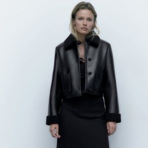 Zara Sherpa Vegan Leather Jacket